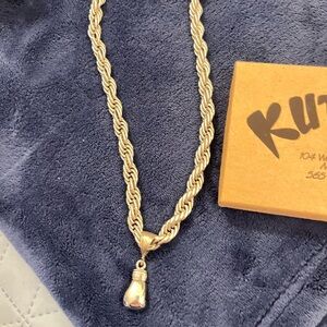 Stainless steel silver Rope Chain Necklace 20 inches with boxing gloves pendant.